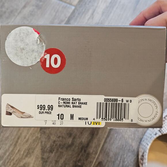 Franco Sarto Block Heel Pumps Women’s 10 Neutral Python Snake Print NEW Timeless - Picture 11 of 11